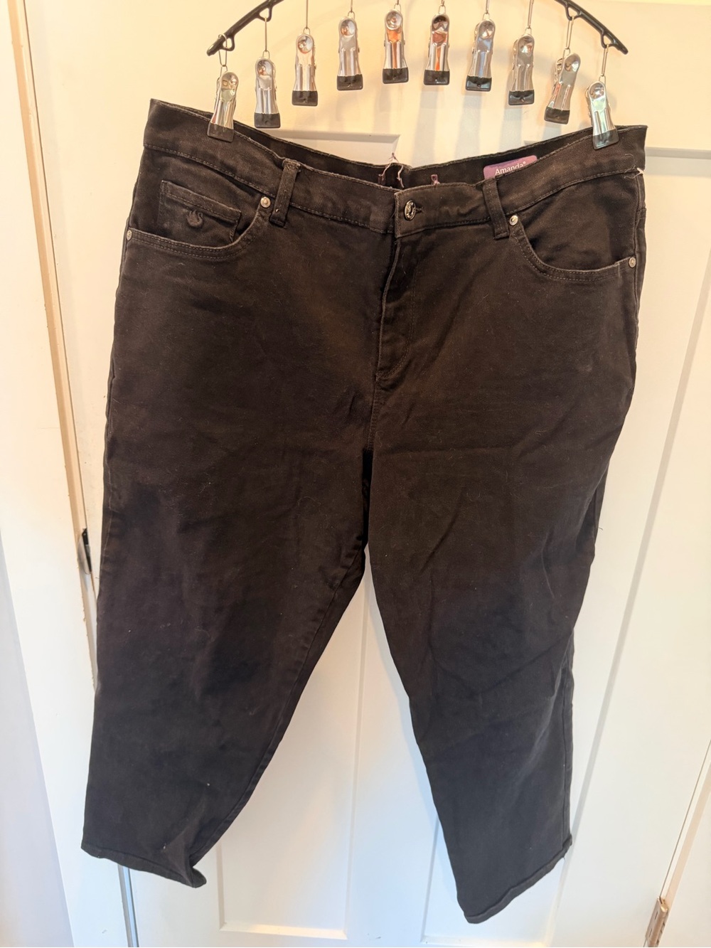Gloria Vanderbilt Amanda Black Capri Jeans 18W Plus Size Stretch Denim